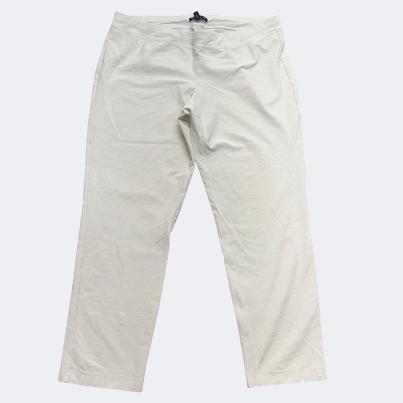 Eileen Fisher Pants Womens Petite Large Ivory Pull On Stretch Straight Made USA - Picture 2 of 8